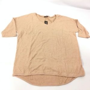 Plus Moda Women's Blouse Top V-Neck Hi-Low Tan 2X